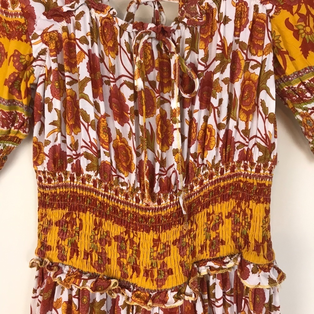 Boho Square neck floral retro summer dress Small - Picture 5 of 12